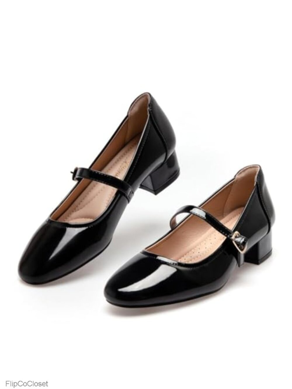 Women's Mary Jane Pumps 2 Inch Block Heel Buckle Dress Shoes